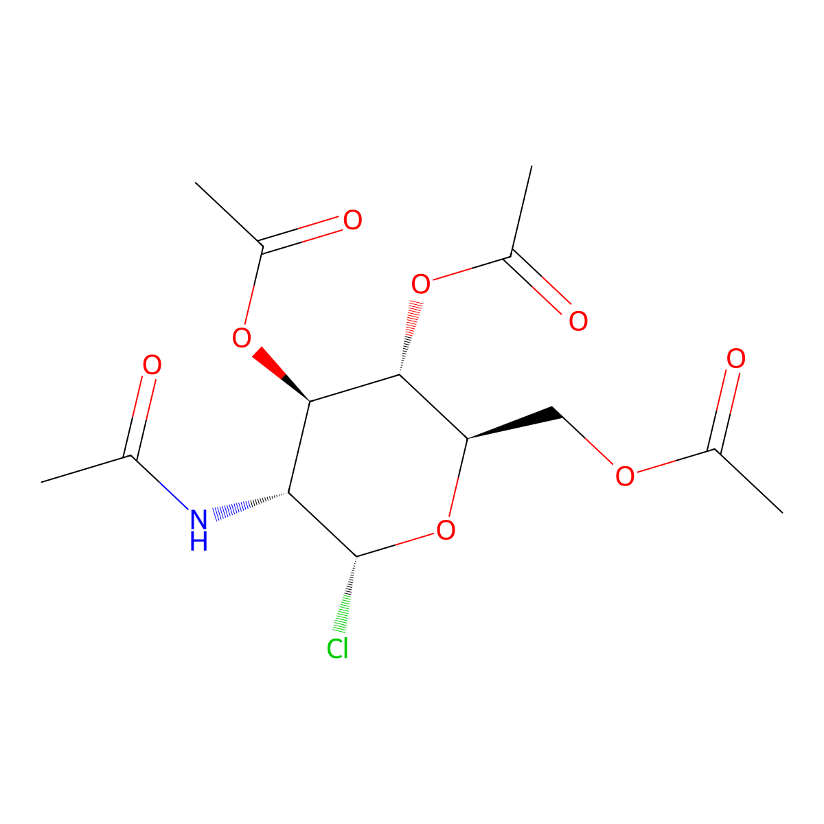 2-acetamido-3,4,6-tri-O-acetyl-2-deoxy-alpha-D-glucopyranosyl chloride molecular structure, CAS 3068-34-6