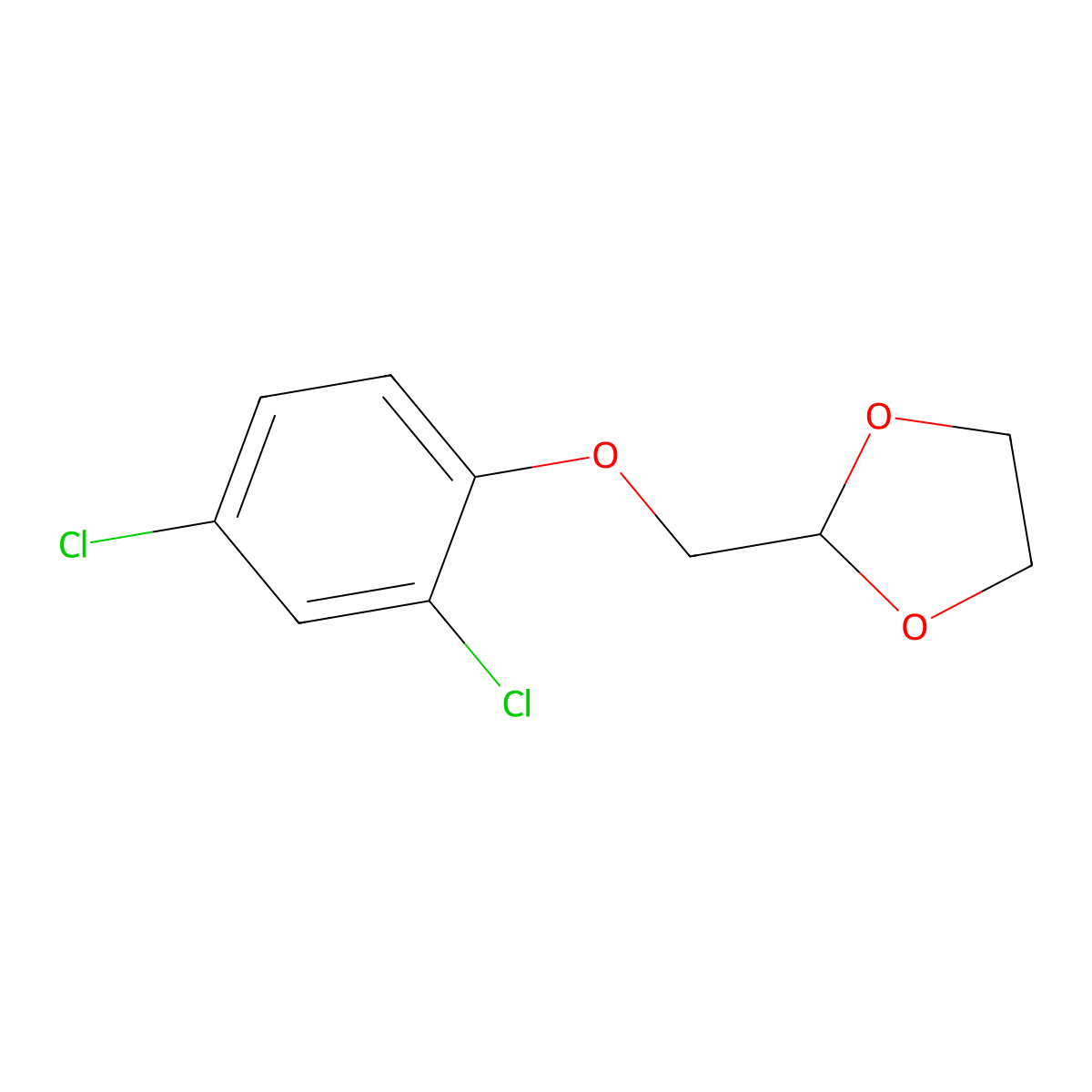 2-((2,4-Dichlorophenoxy)methyl)-1,3-dioxolane molecular structure, CAS 30680-45-6