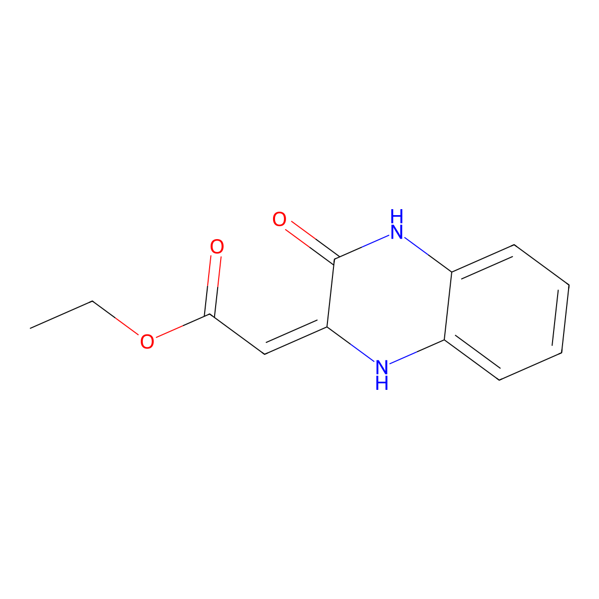 3-Ethoxycarbonylmethylene-3,4-dihydroquinoxalin-2(1h)-one molecular structure, CAS 30681-63-1