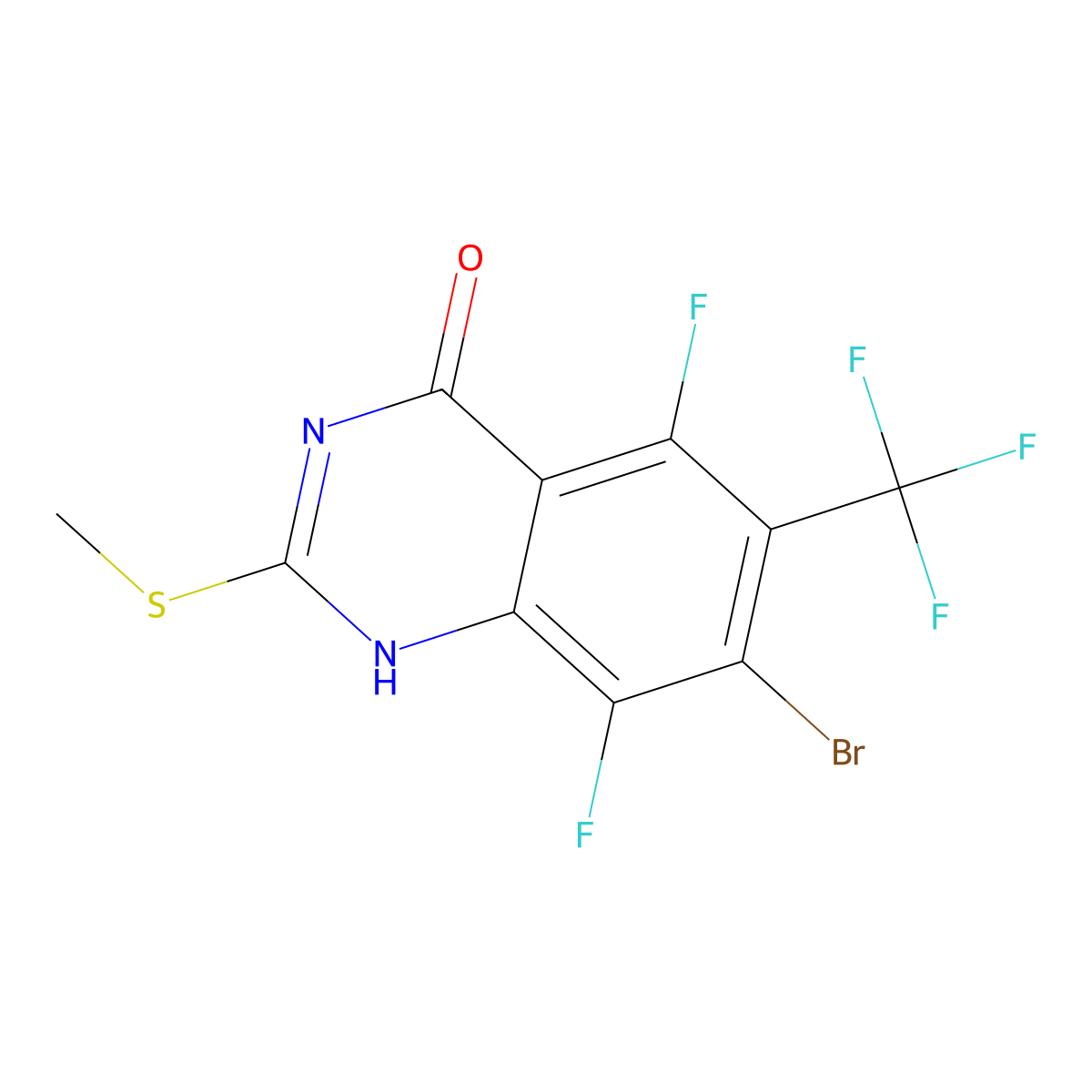 7-Bromo-5,8-difluoro-2-(methylthio)-6-(trifluoromethyl)quinazolin-4(1H)-one molecular structure, CAS 3068390-57-5