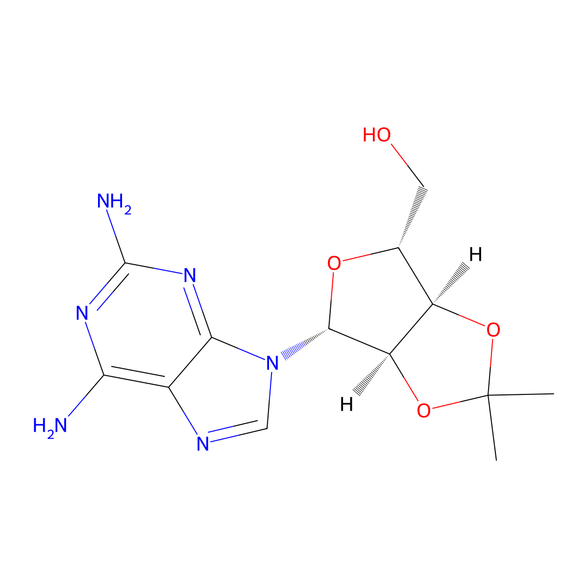 ((3aR,4R,6R,6aR)-6-(2,6-diamino-9H-purin-9-yl)-2,2-dimethyltetrahydrofuro[3,4-d][1,3]dioxol-4-yl)methanol molecular structure, CAS 30685-38-2