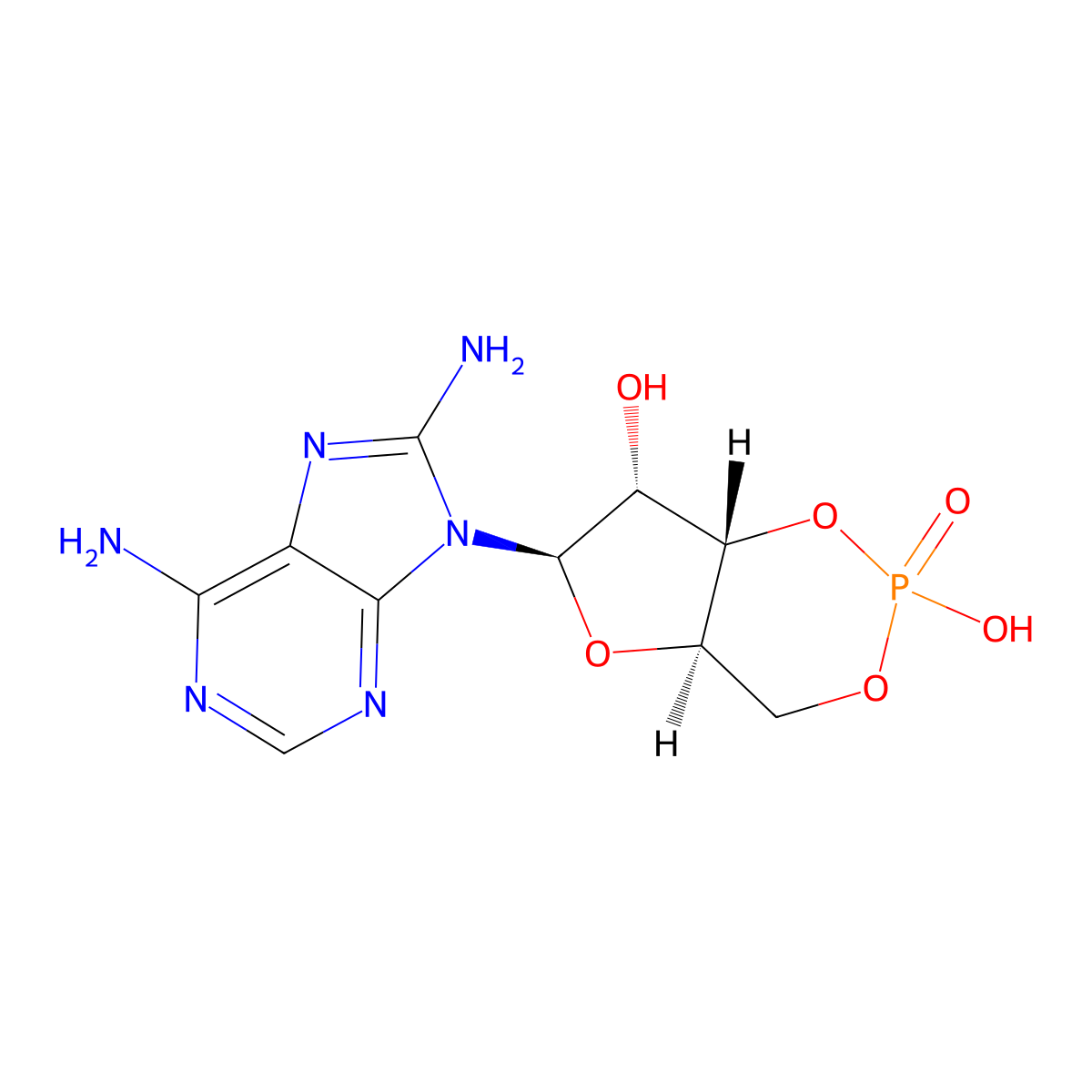 Adenosine, 8-amino-, cyclic 3',5'-(hydrogen phosphate) molecular structure, CAS 30685-40-6