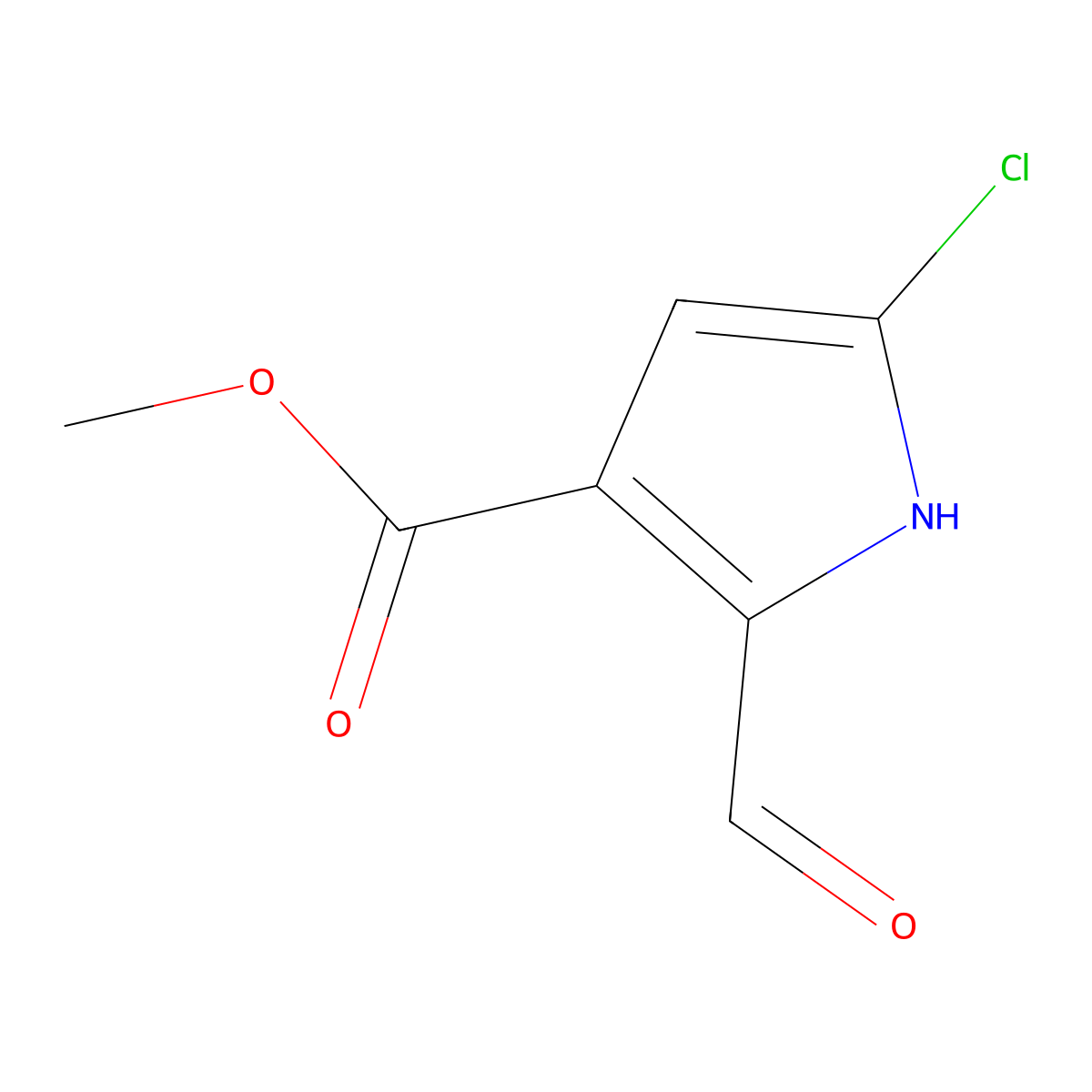 methyl 5-chloro-2-formyl-1H-pyrrole-3-carboxylate molecular structure, CAS 3068732-77-1