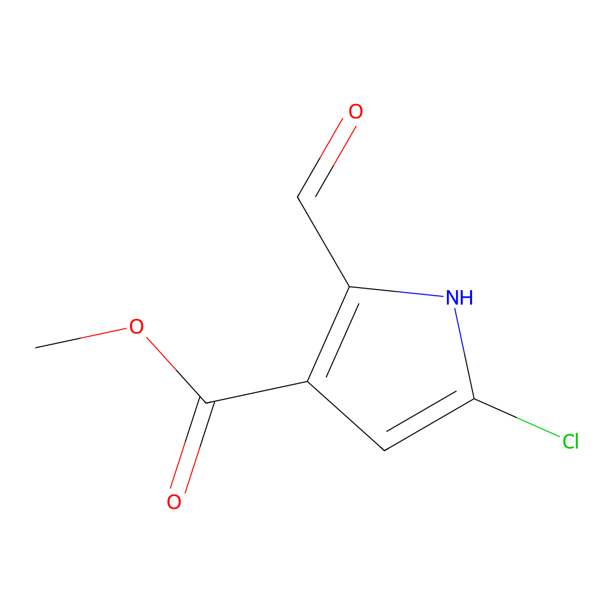 methyl 5-chloro-2-formyl-1H-pyrrole-3-carboxylate molecular structure, CAS 3068732-77-1