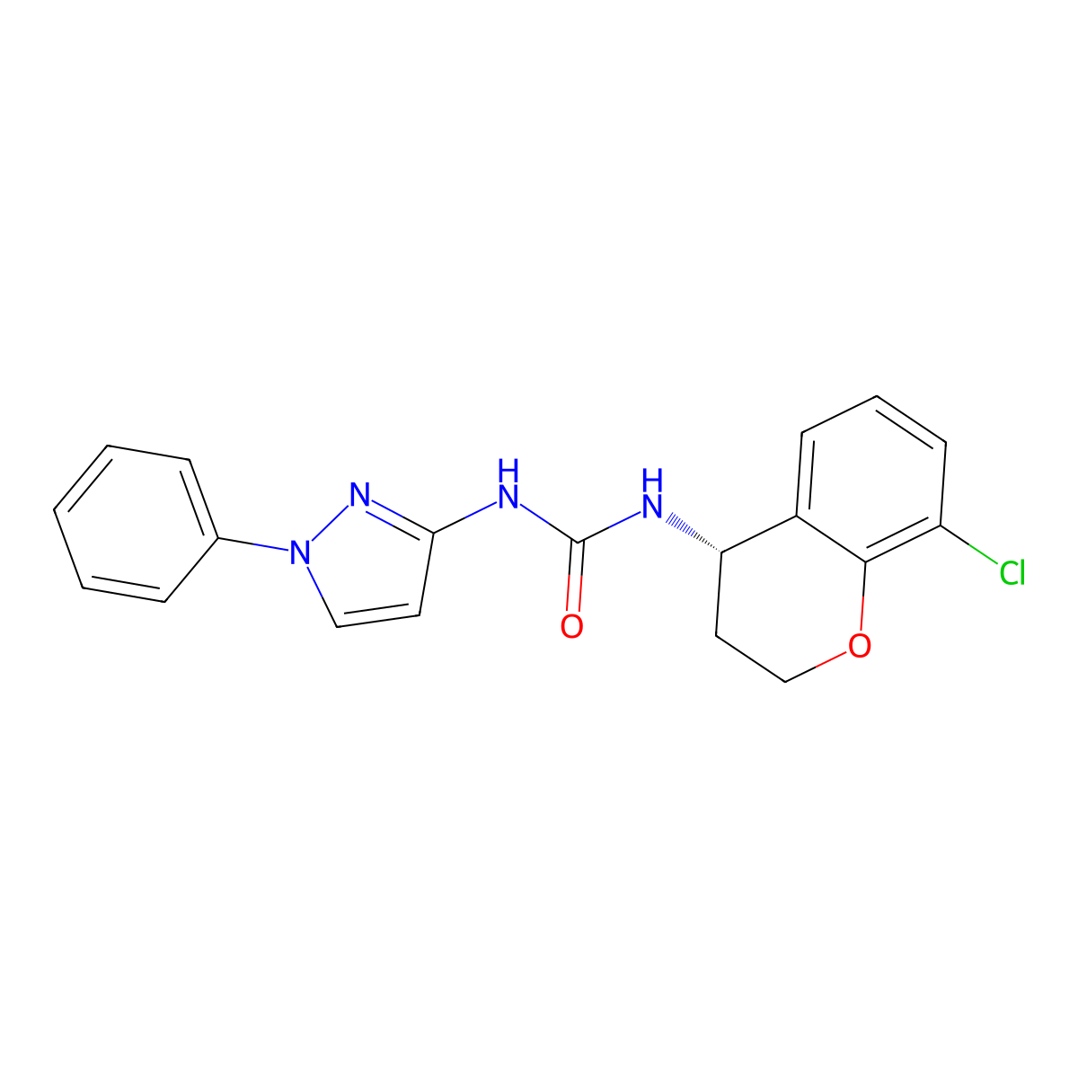 1-[(4S)-8-chlorochroman-4-yl]-3-(1-phenylpyrazol-3-yl)urea molecular structure, CAS 3068830-89-4