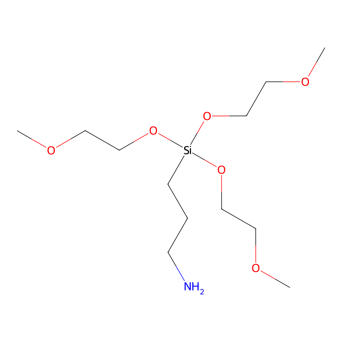 3-(Tris(2-methoxyethoxy)silyl)propylamine molecular structure, CAS 3069-26-9