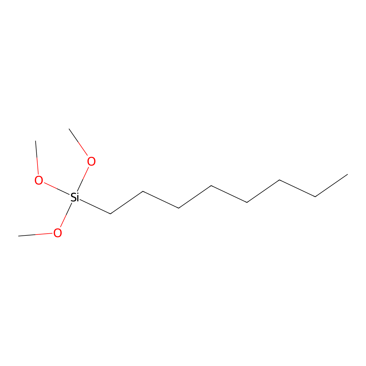 Trimethoxycaprylylsilane molecular structure, CAS 3069-40-7