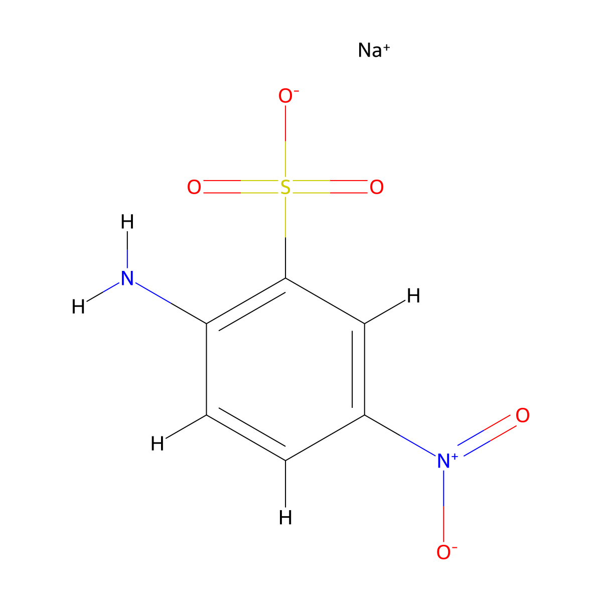 Sodium 2-amino-5-nitrobenzenesulphonate molecular structure, CAS 30693-53-9