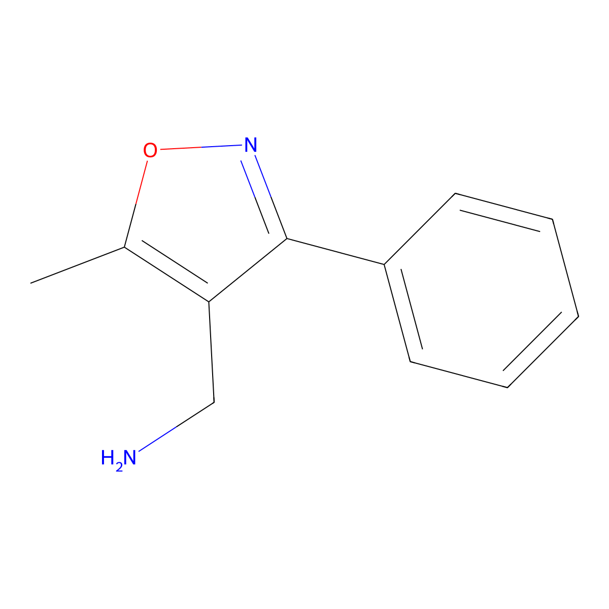 (5-Methyl-3-phenyl-4-isoxazolyl)methylamine molecular structure, CAS 306935-01-3