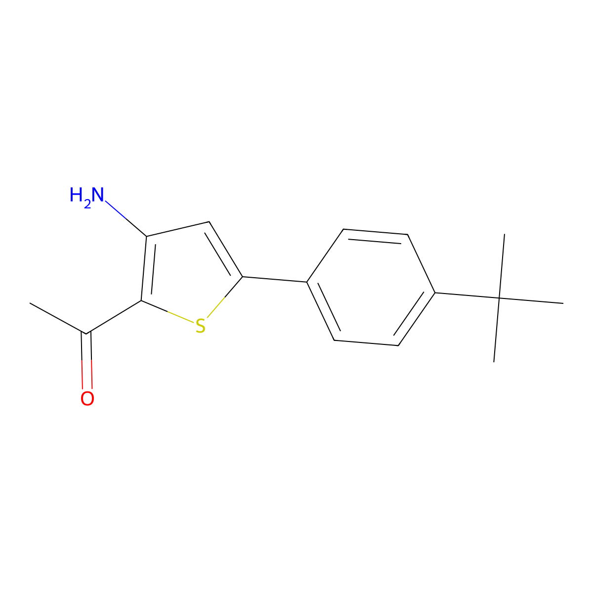 1-(3-Amino-5-(4-(1,1-dimethylethyl)phenyl)-2-thienyl)ethanone molecular structure, CAS 306935-12-6
