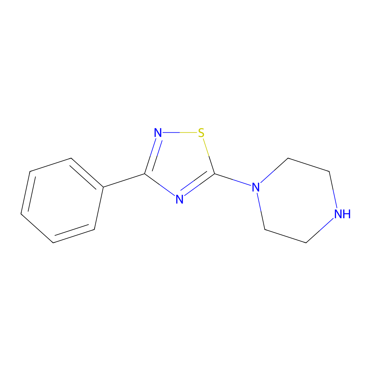 1-(3-Phenyl-(1,2,4)thiadiazol-5-yl)-piperazine molecular structure, CAS 306935-14-8