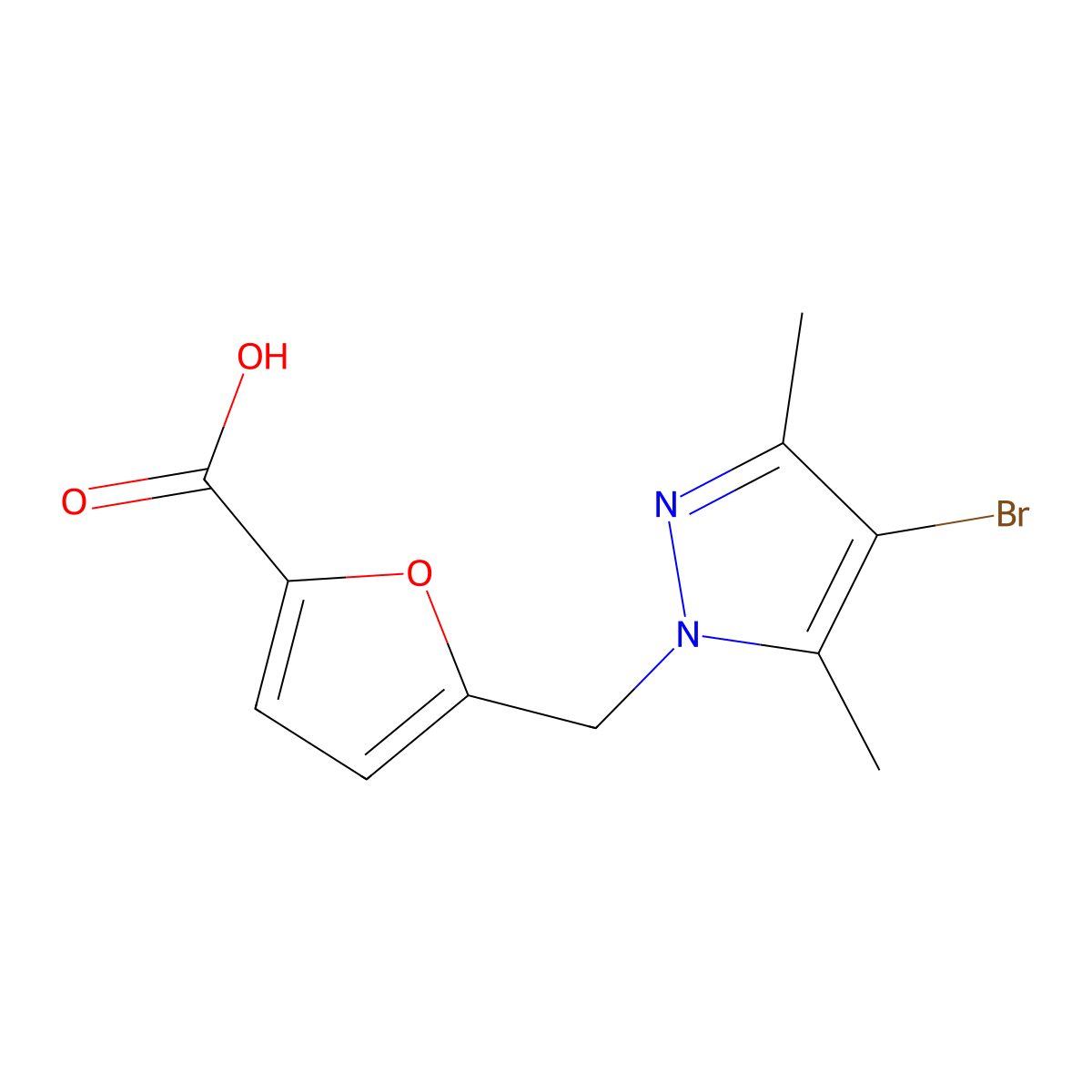 5-((4-Bromo-3,5-dimethyl-1H-pyrazol-1-yl)methyl)-2-furancarboxylic acid molecular structure, CAS 306935-28-4