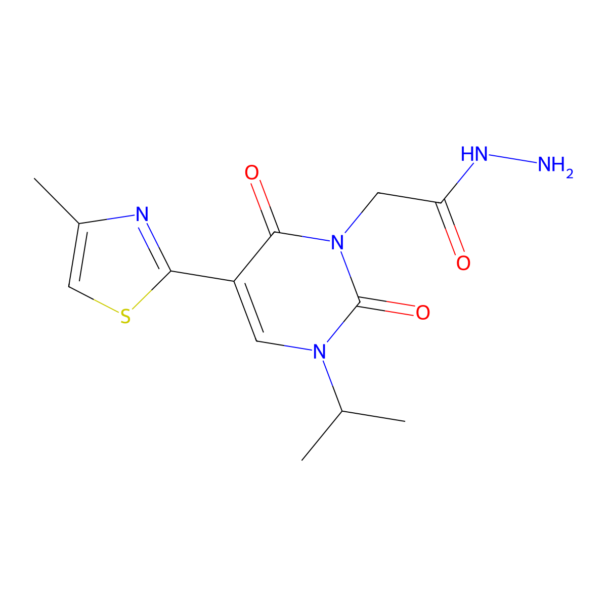 2-(3-Isopropyl-5-(4-methylthiazol-2-yl)-2,6-dioxo-2,3-dihydropyrimidin-1(6H)-yl)acetohydrazide molecular structure, CAS 306935-29-5