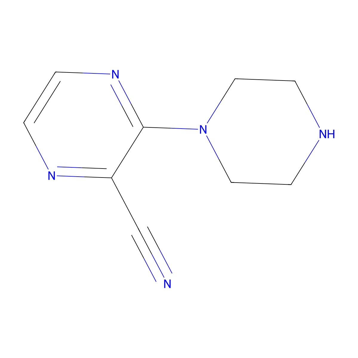 3-(Piperazin-1-yl)pyrazine-2-carbonitrile molecular structure, CAS 306935-30-8