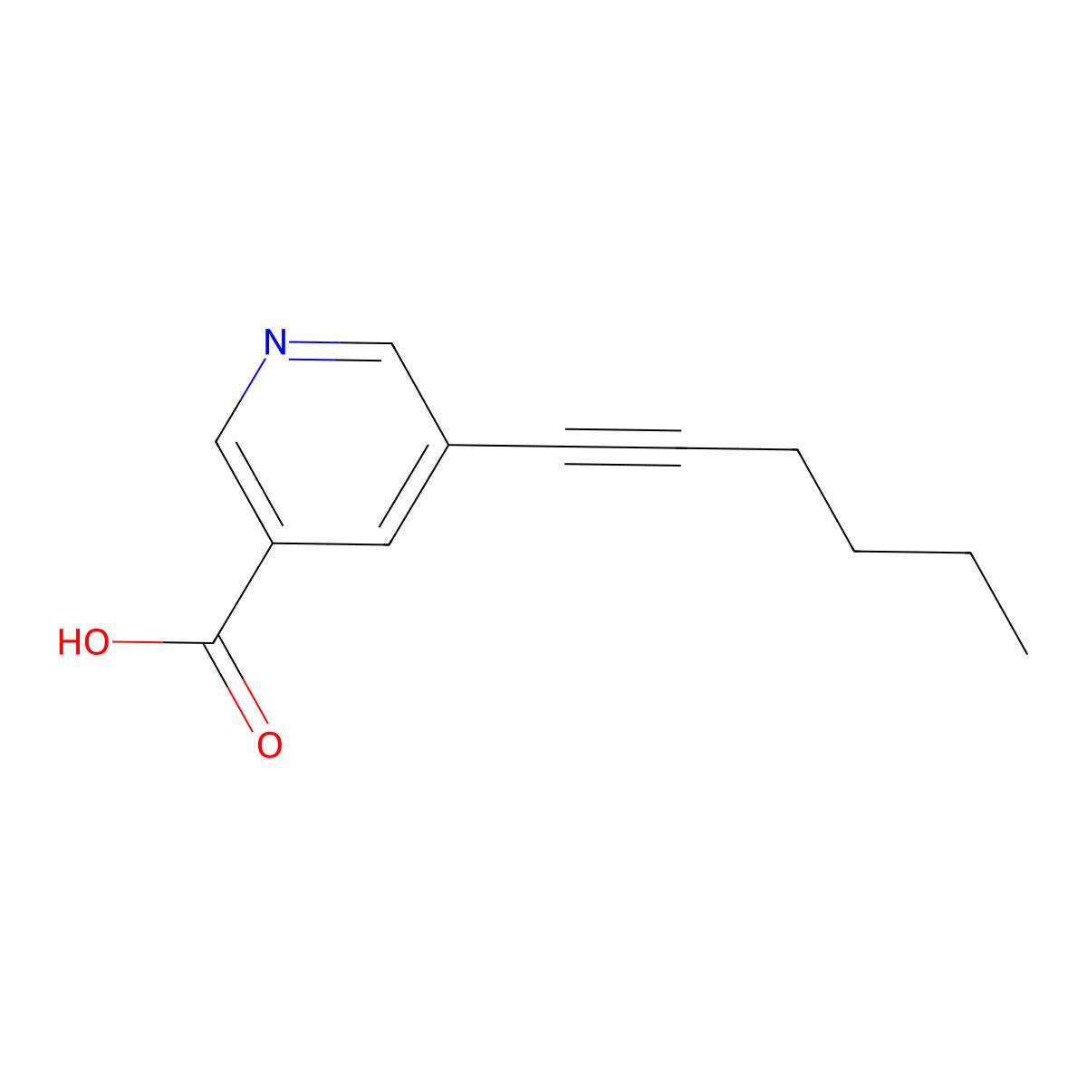 5-Hex-1-ynylnicotinic acid molecular structure, CAS 306935-31-9