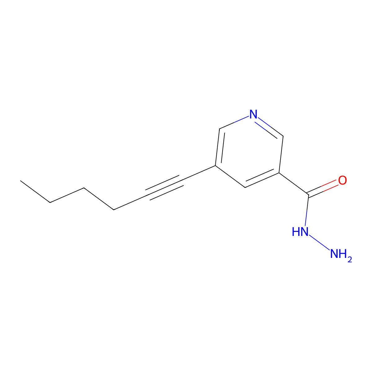5-Hex-1-ynylpyridine-3-carbohydrazide molecular structure, CAS 306935-32-0