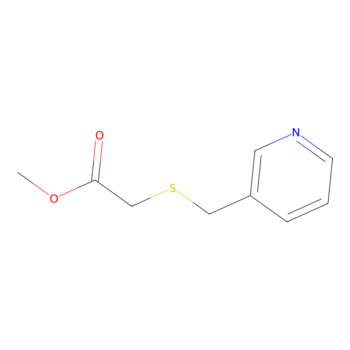 Methyl 2-[(3-pyridylmethyl)thio]acetate molecular structure, CAS 306935-34-2