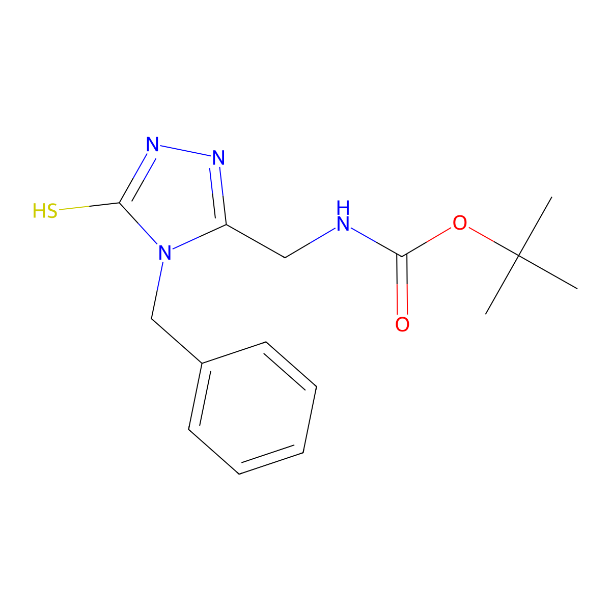 tert-Butyl N-[(4-benzyl-5-mercapto-4H-1,2,4-triazol-3-yl)methyl]carbamate molecular structure, CAS 306935-43-3