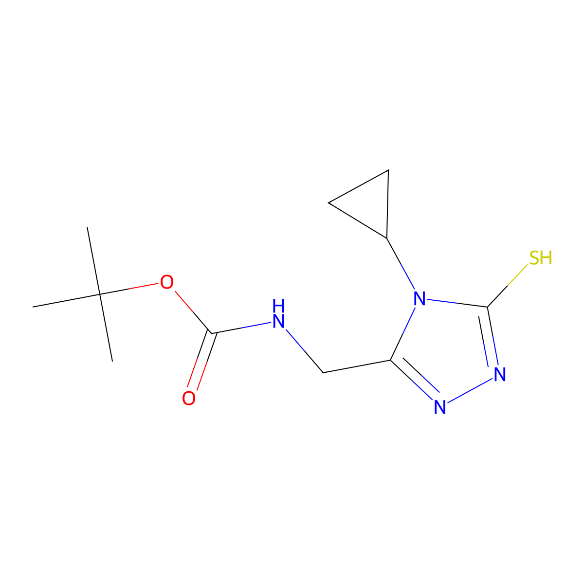 tert-Butyl ((4-cyclopropyl-5-thioxo-4,5-dihydro-1H-1,2,4-triazol-3-yl)methyl)carbamate molecular structure, CAS 306935-44-4