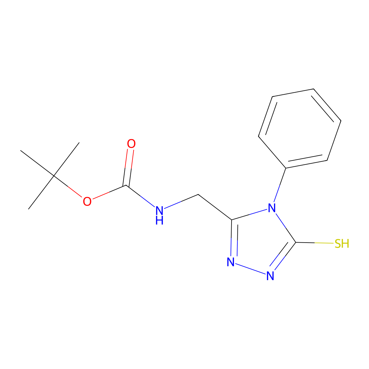 tert-Butyl N-[(5-mercapto-4-phenyl-4H-1,2,4-triazol-3-yl)methyl]carbamate molecular structure, CAS 306935-45-5