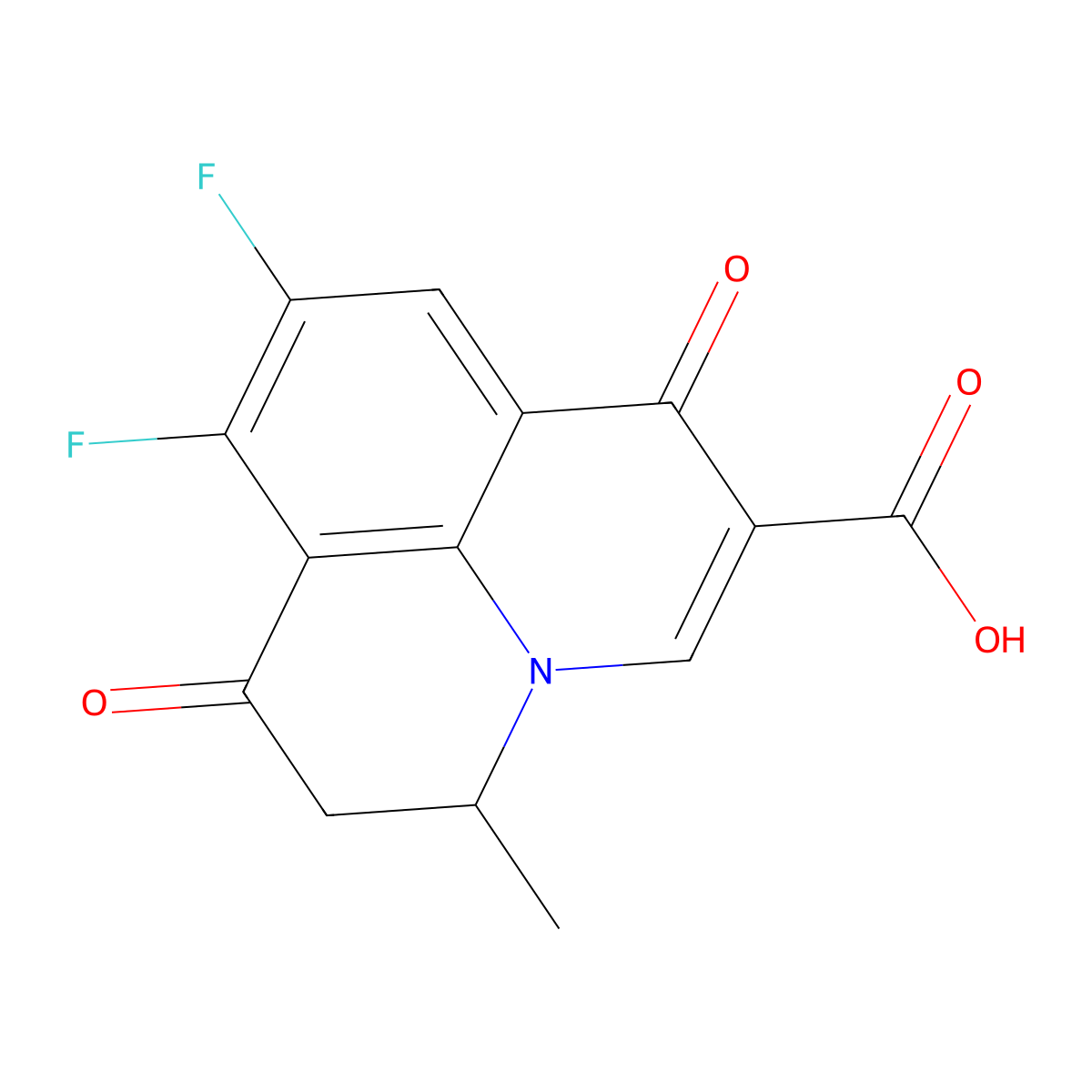 1H,5H-Benzo[ij]quinolizine-2-carboxylicacid, 8,9-difluoro-6,7-dihydro-5-methyl-1,7-dioxo- molecular structure, CAS 306935-69-3