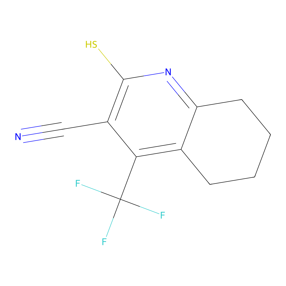 2-Mercapto-4-(trifluoromethyl)-5,6,7,8-tetrahydroquinoline-3-carbonitrile molecular structure, CAS 306935-92-2