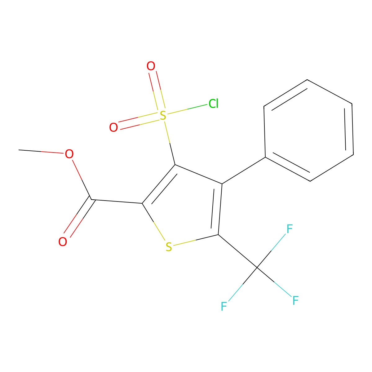 Methyl 3-(chlorosulphonyl)-4-phenyl-5-(trifluoromethyl)thiophene-2-carboxylate molecular structure, CAS 306935-98-8