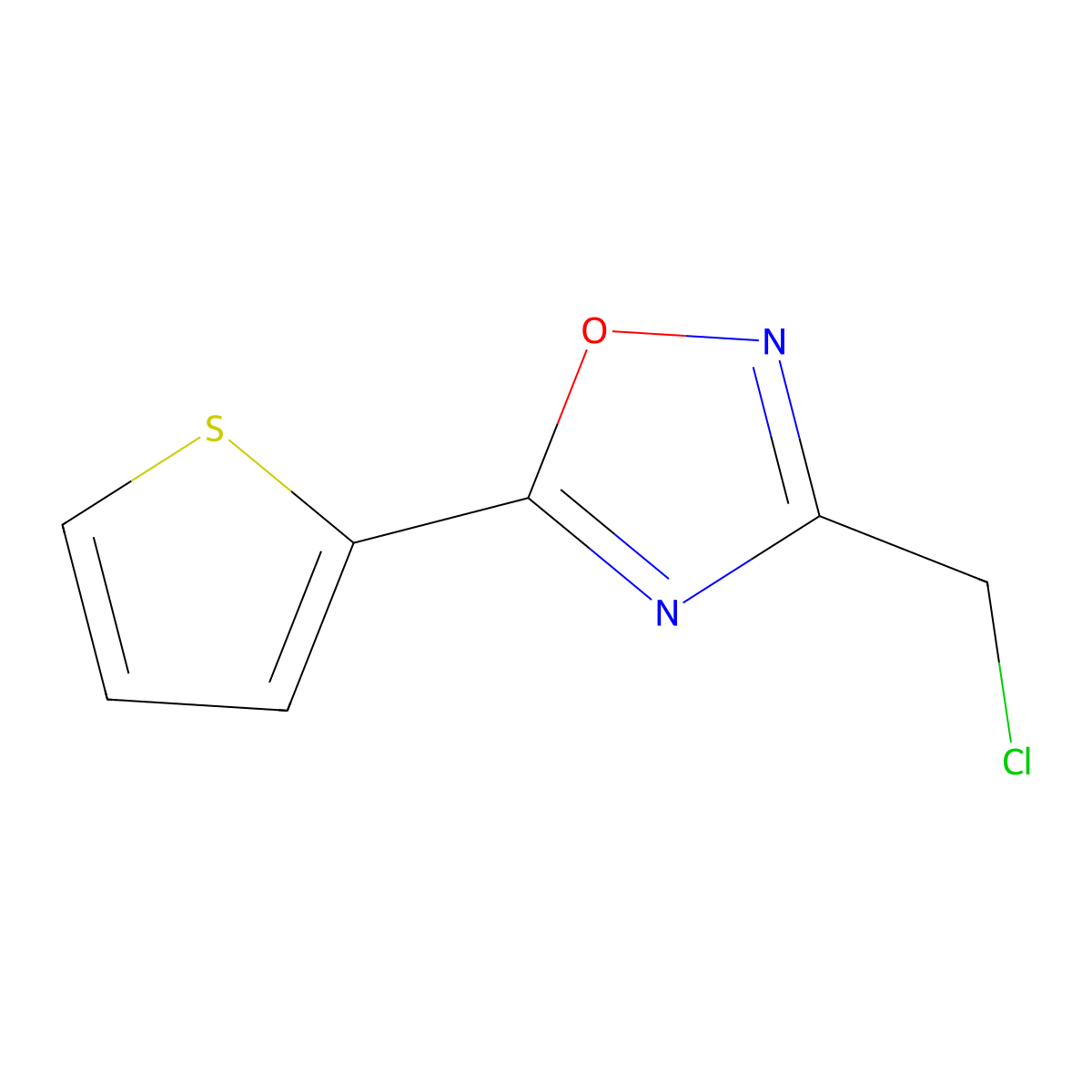 3-(Chloromethyl)-5-(thiophen-2-yl)-1,2,4-oxadiazole molecular structure, CAS 306936-06-1