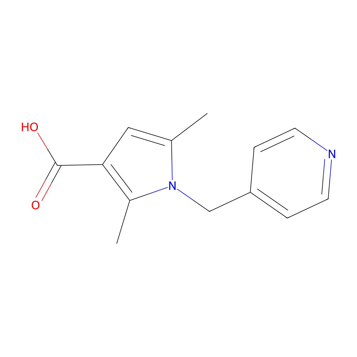 2,5-Dimethyl-1-[(pyridin-4-yl)methyl]-1H-pyrrole-3-carboxylic acid molecular structure, CAS 306936-15-2