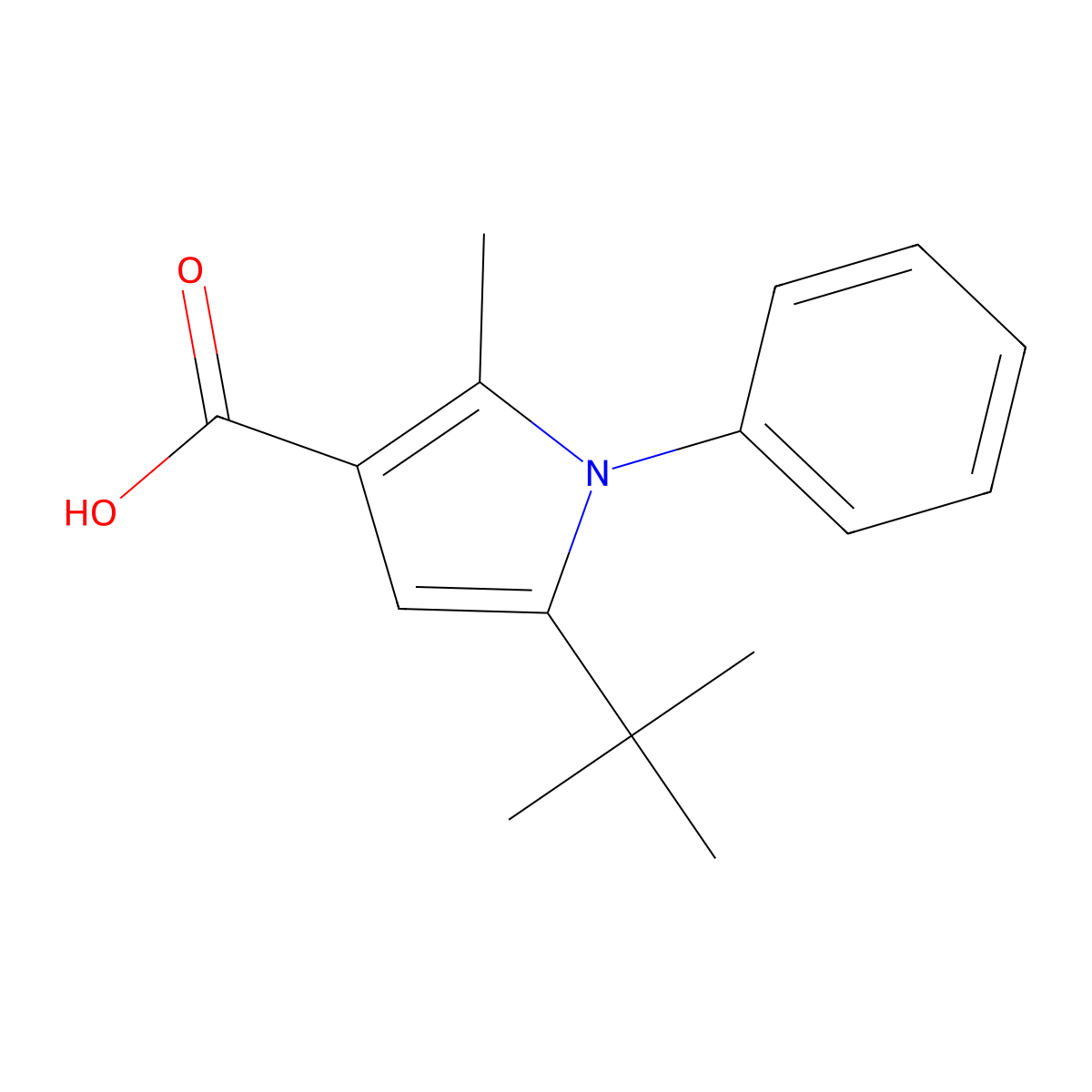 5-Tert-butyl-2-methyl-1-phenylpyrrole-3-carboxylic acid molecular structure, CAS 306936-16-3