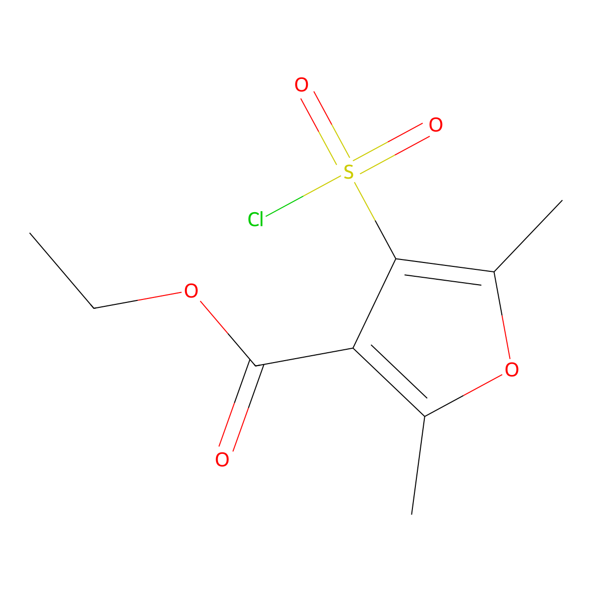 Ethyl 4-(chlorosulphonyl)-2,5-dimethyl-3-furoate molecular structure, CAS 306936-32-3