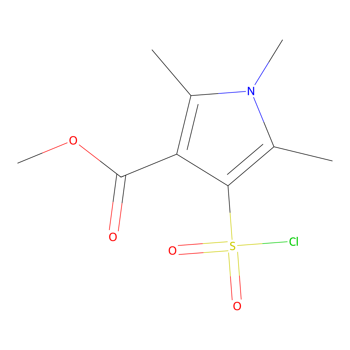 Methyl 4-(chlorosulfonyl)-1,2,5-trimethyl-1h-pyrrole-3-carboxylate molecular structure, CAS 306936-33-4