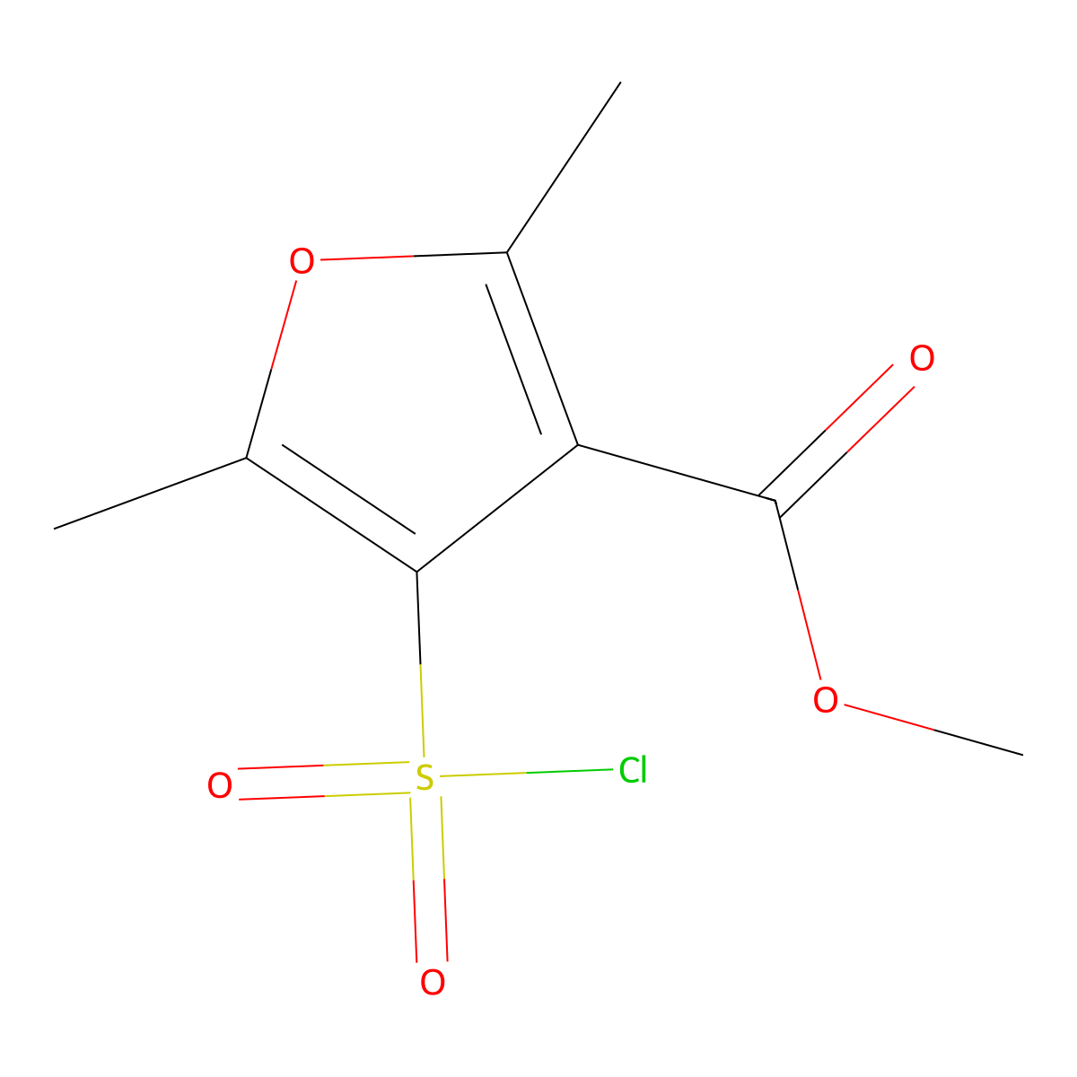 Methyl 4-(chlorosulfonyl)-2,5-dimethylfuran-3-carboxylate molecular structure, CAS 306936-34-5