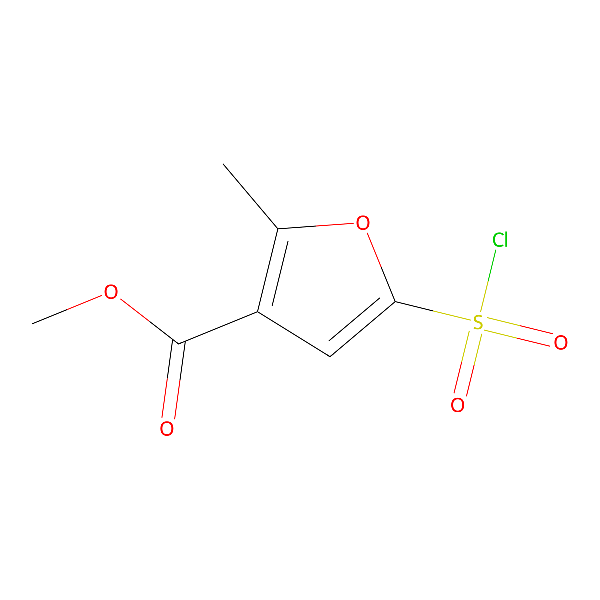 Methyl 5-(chlorosulfonyl)-2-methylfuran-3-carboxylate molecular structure, CAS 306936-35-6