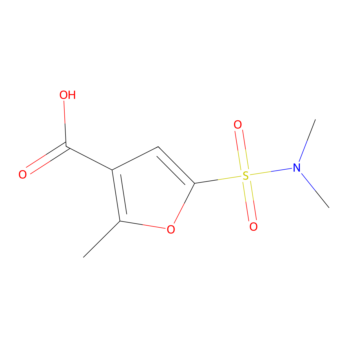 5-(Dimethylsulfamoyl)-2-methylfuran-3-carboxylic acid molecular structure, CAS 306936-39-0
