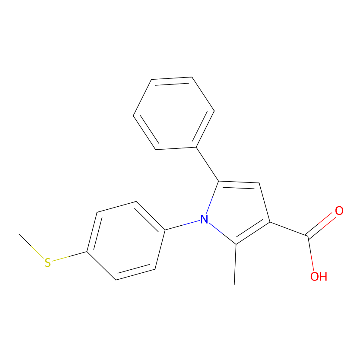 2-Methyl-1-[4-(methylthio)phenyl]-5-phenyl-1h-pyrrole-3-carboxylic acid molecular structure, CAS 306936-46-9