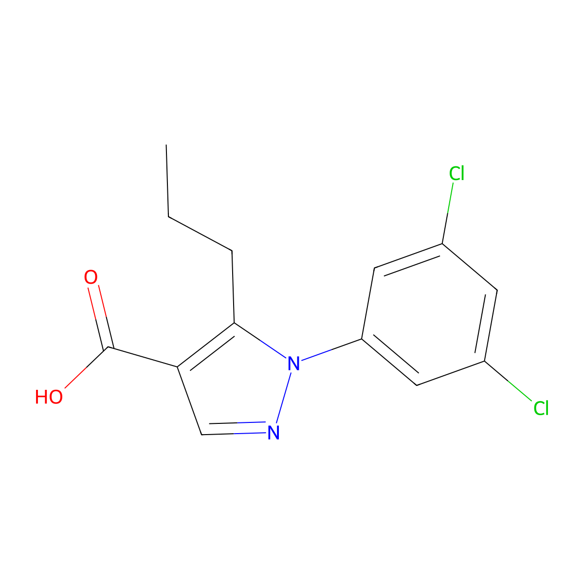1-(3,5-dichlorophenyl)-5-propyl-1H-pyrazole-4-carboxylic acid molecular structure, CAS 306936-60-7