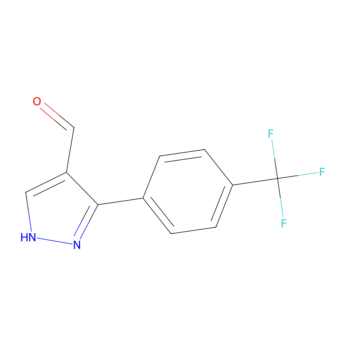 3-[4-(Trifluoromethyl)phenyl]-1H-pyrazole-4-carbaldehyde molecular structure, CAS 306936-65-2