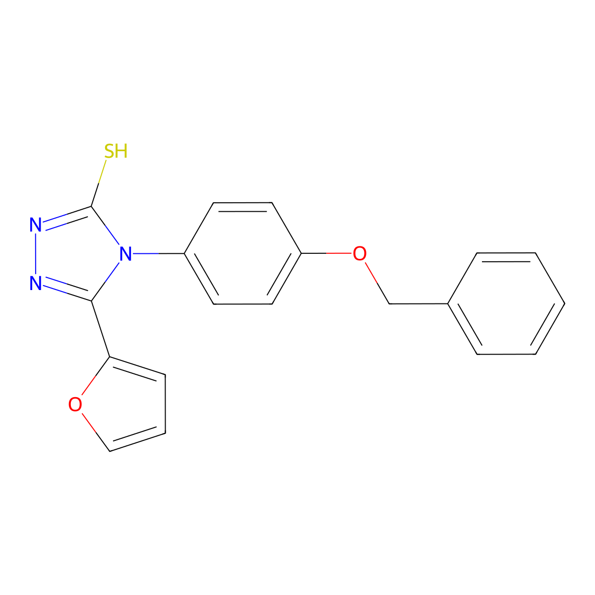 4-[4-(benzyloxy)phenyl]-5-(furan-2-yl)-4H-1,2,4-triazole-3-thiol molecular structure, CAS 306936-84-5