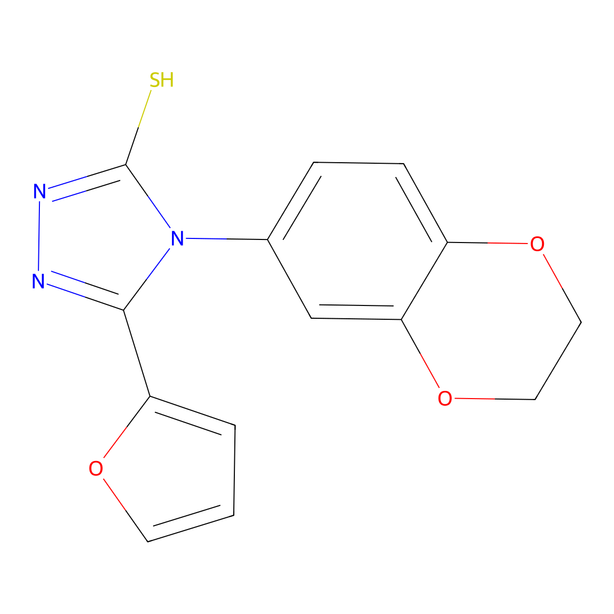 4-(2,3-Dihydro-1,4-benzodioxin-6-yl)-5-(2-furyl)-4h-1,2,4-triazole-3-thiol molecular structure, CAS 306936-86-7
