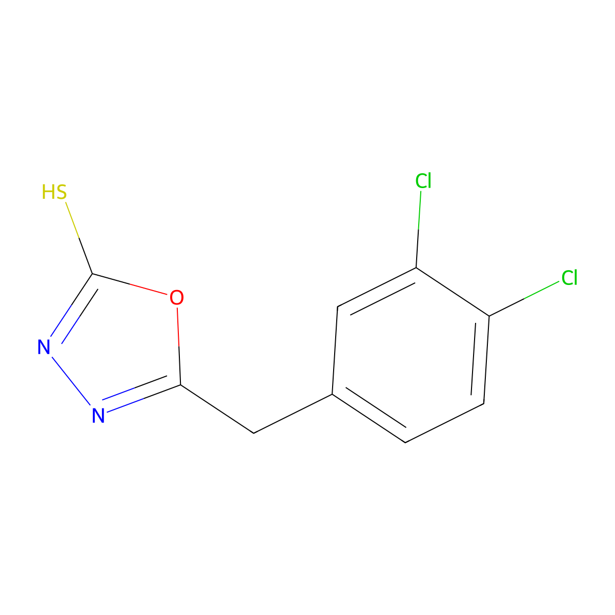 5-(3,4-Dichlorobenzyl)-1,3,4-oxadiazole-2-thiol molecular structure, CAS 306936-93-6