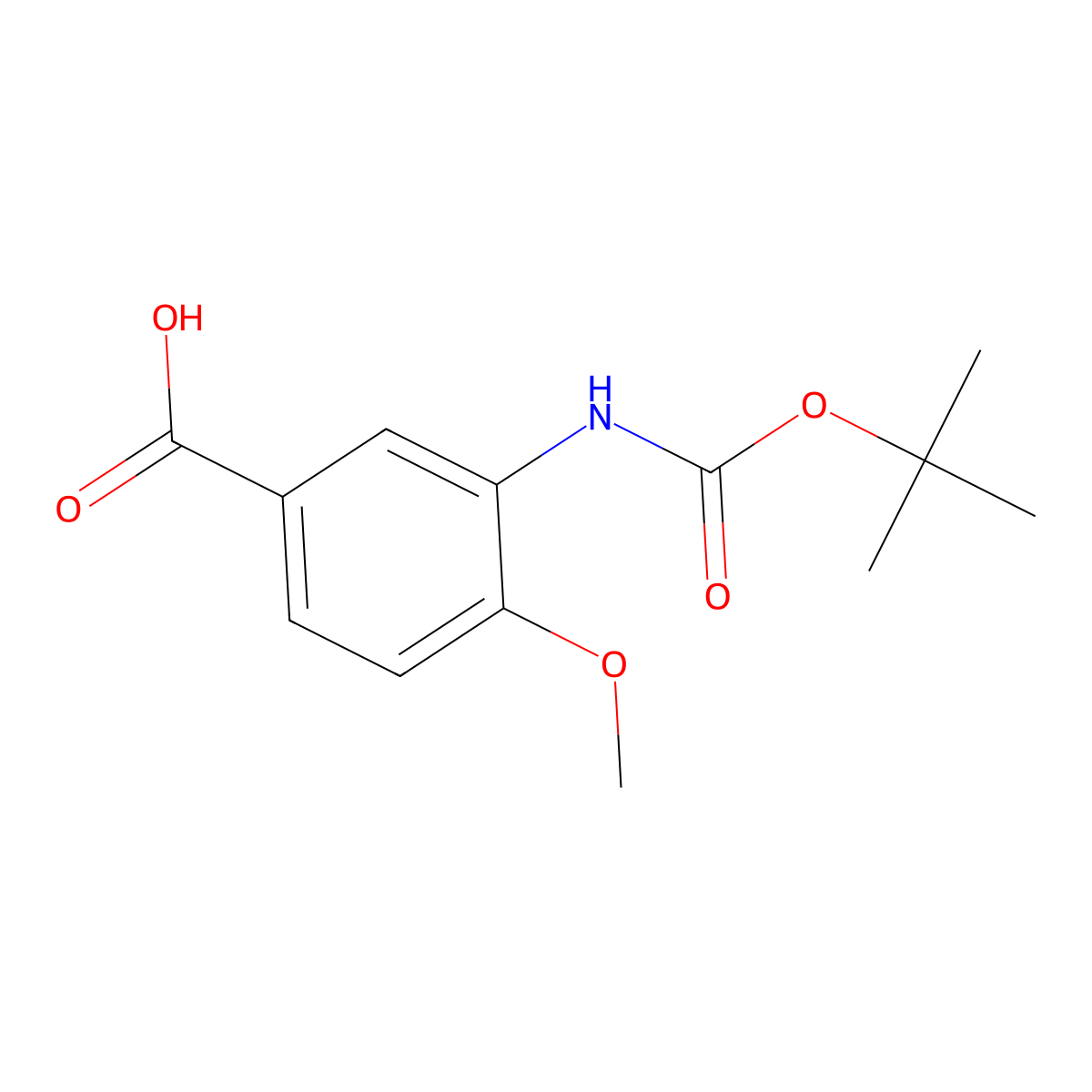 [3-(tert-Butoxycarbonyl)amino-4-methoxy]benzoic acid molecular structure, CAS 306937-12-2