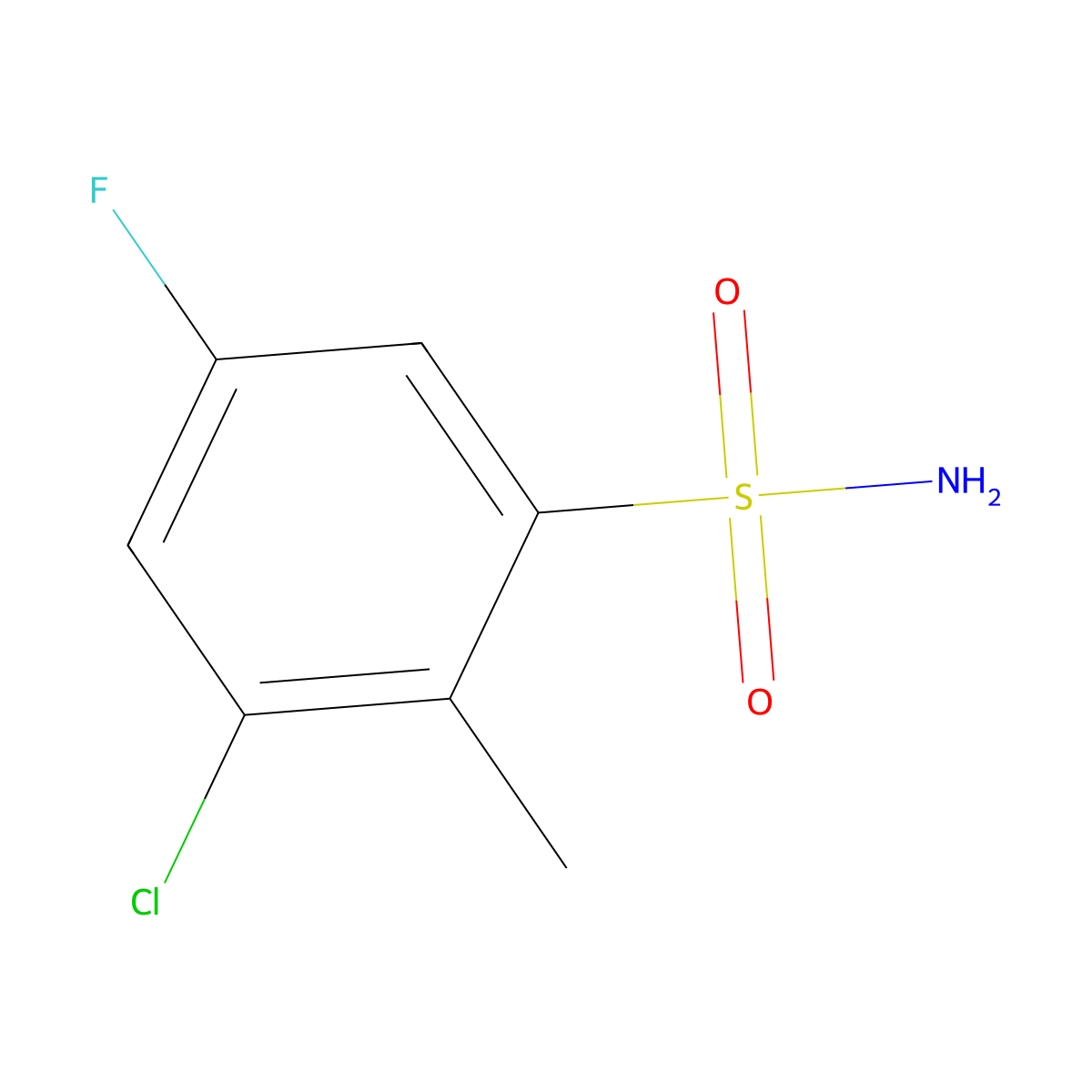 3-Chloro-5-fluoro-2-methylbenzenesulfonamide molecular structure, CAS 306937-31-5