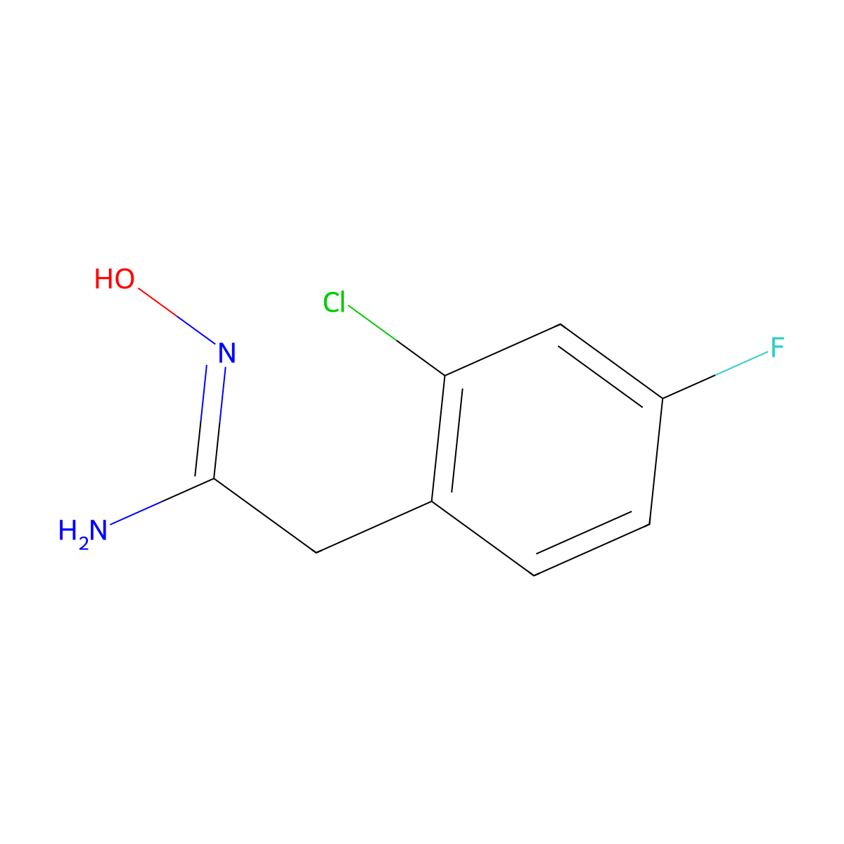 2-(2-Chloro-4-fluoro-phenyl)-N-hydroxy-acetamidine molecular structure, CAS 306937-33-7