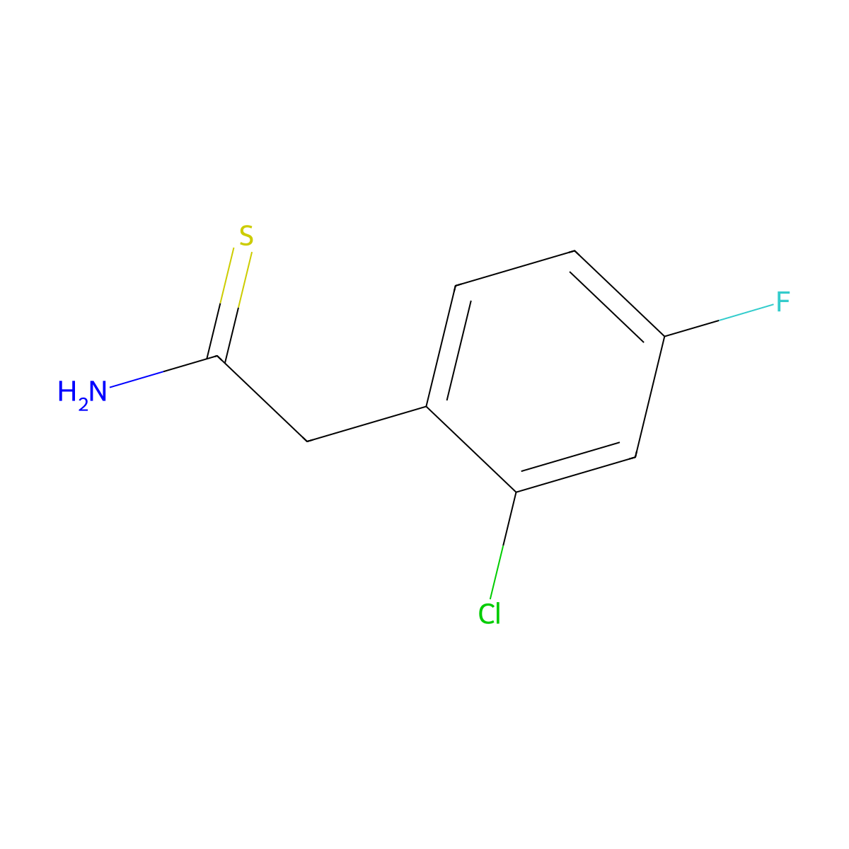 2-(2-Chloro-4-fluorophenyl)ethanethioamide molecular structure, CAS 306937-36-0