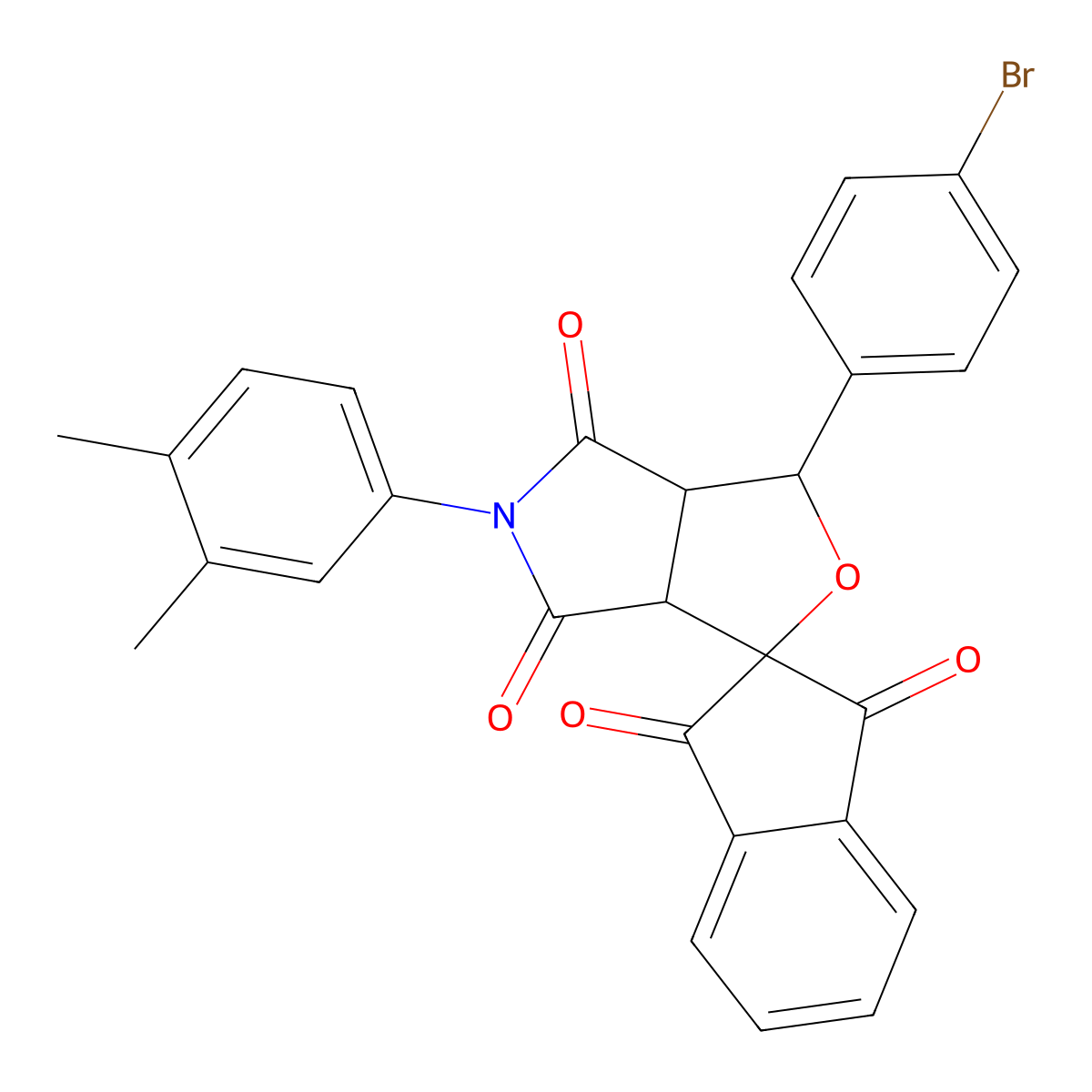3-(4-bromophenyl)-5-(3,4-dimethylphenyl)-3a,6a-dihydrospiro[furo[3,4-c]pyrrole-1,2'-indene]-1',3',4,6(3H,5H)-tetrone molecular structure, CAS 306947-66-0
