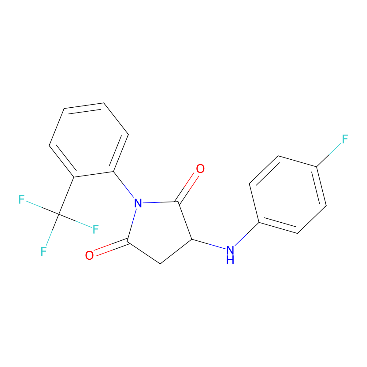 3-(4-Fluoroanilino)-1-[2-(trifluoromethyl)phenyl]pyrrolidine-2,5-dione molecular structure, CAS 306947-76-2