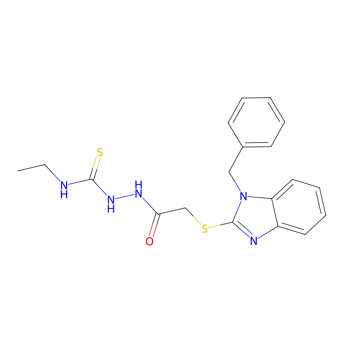 1-[[2-(1-Benzylbenzimidazol-2-yl)sulfanylacetyl]amino]-3-ethylthiourea molecular structure, CAS 306955-03-3