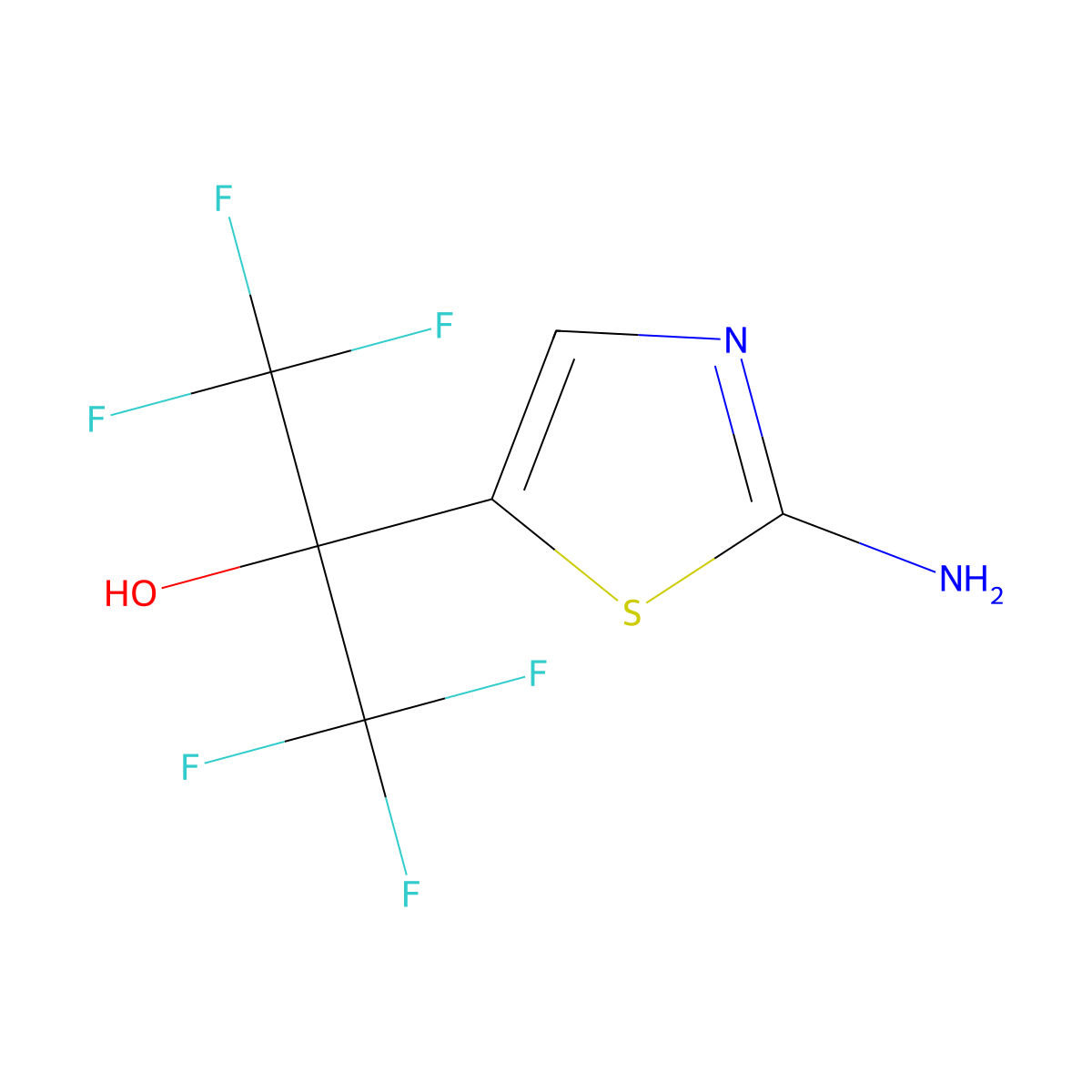 2-(2-Amino-1,3-thiazol-5-yl)-1,1,1,3,3,3-hexafluoropropan-2-ol molecular structure, CAS 306956-12-7