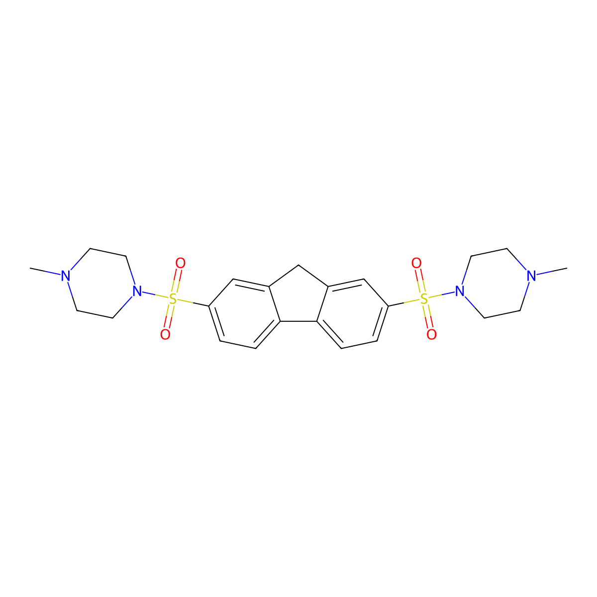 2,7-bis((4-methylpiperazin-1-yl)sulfonyl)-9H-fluorene molecular structure, CAS 306956-40-1